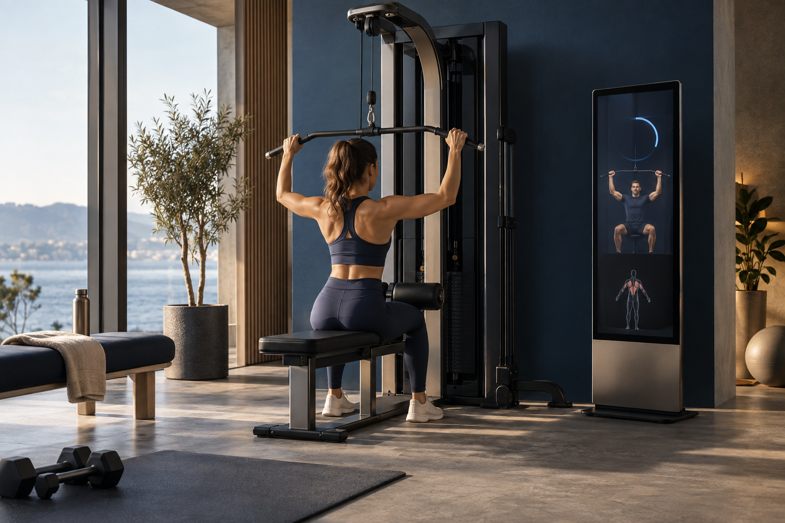 Smart gym equipment and interactive coaching screen